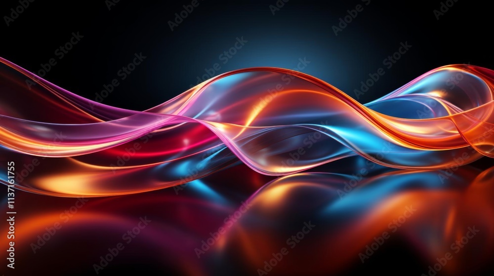 Canvas Prints a colorful, flowing wave of light that is reflected in a mirror