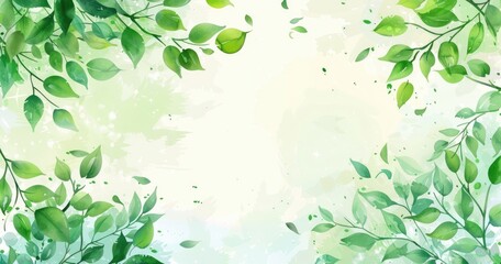 Fototapeta premium A soft, watercolor-style background featuring green leaves, perfect for nature-themed designs.