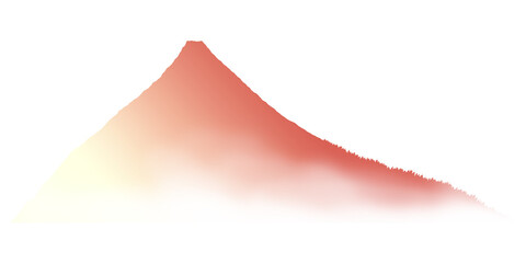 Orange watercolor mountain png sticker, gradient nature illustration, transparent background