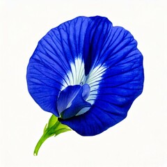 Vibrant blue butterfly pea flower on white background for herbal drinks.