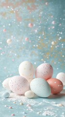 Obraz premium Pastel Easter Eggs: A Delicate Spring Display