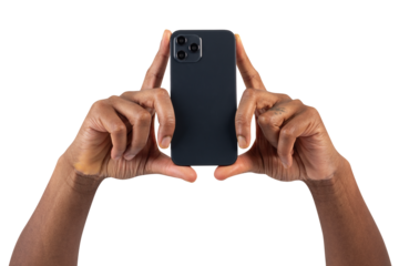 Png social media audience mockup person filming through smartphone