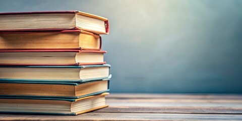 Closeup shot of a stack of books , education, reading, literature, library, knowledge, academic, study, learning, textbooks