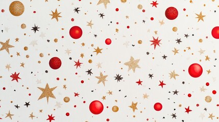 Sparkling Stars and Colorful Orbs on White Background Design