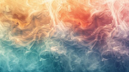 Obraz premium Abstract swirling smoke in pastel teal, orange, and rose hues