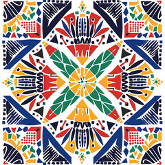 Fototapeta premium Vibrant Geometric Pattern in Bold Colors