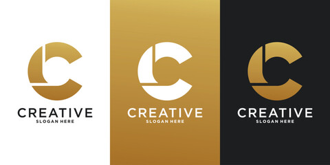 Luxury initial letter C logo, abstract shape design template