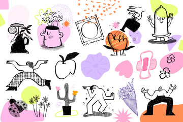 Colorful lifestyle doodle png set, edgy design elements on transparent background © Rawpixel.com