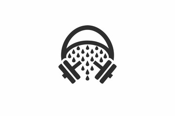 creative gym showerhead icon and logo vector illustration  