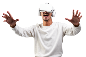 Png man wearing VR headset entertainment technology