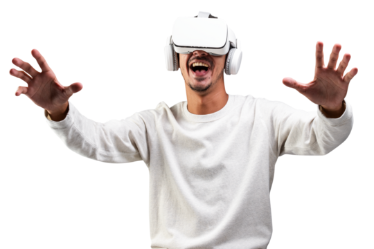 Png man wearing VR headset entertainment technology - Powered by Adobe