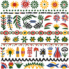 Fototapeta premium Colorful Floral and Leafy Pattern Design