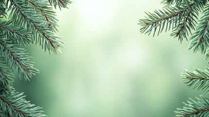 Obraz premium Close-up of spruce branch and needles. Selective focus and shallow depth of field