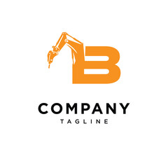 Letter B Hammer Excavator Logo Icon Vector