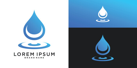 Blue water drop splash logo vector design inspiration