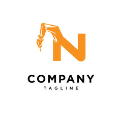 Letter N Hammer excavator Logo Icon Vector