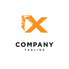 Letter X Hammer excavator Logo Icon Vector