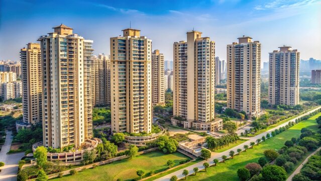 Highrise buildings in Greater Noida, Uttar Pradesh, India , urban, skyline, modern, architecture
