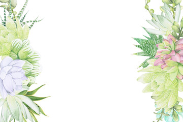 Watercolor flowers png border, transparent background