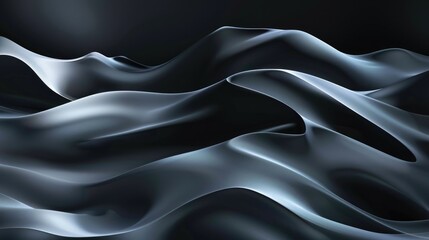 Obraz premium Abstract representation of flowing waves with smooth textures and dark tones.