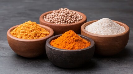 Vibrant flavors in bowls exploring culinary spices through close-up photography