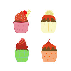 set of cupcakes.  Delicious cupcakes. Vector illustration design