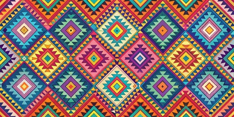Colorful seamless geometric patterns in a rendering background, geometric, colorful, seamless, patterns,rendering