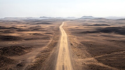 Desert Road Cutting Through Expansive Brown Landscape
