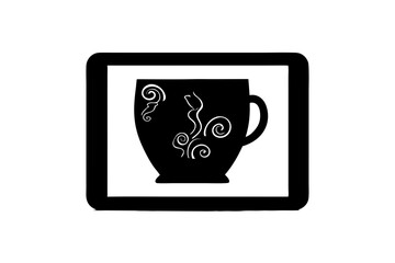 creative herbal tea cup icon and logo vector illustration
