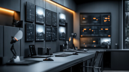 Military Surveillance Officer Working on a City Tracking Operation in a Central Office Hub