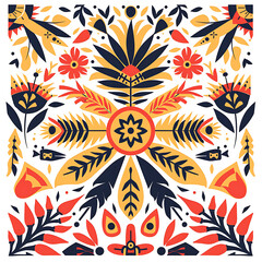 Fototapeta premium Vibrant Floral Pattern with Bold Colors and Shapes