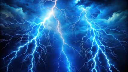 Electric blue lightning bolts striking in the sky, electric, blue, lightning, bolts, storm, power, energy, sparks, dramatic