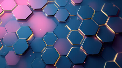 Abstract Background of hexagonal Shapes in dark brown and pink Colors