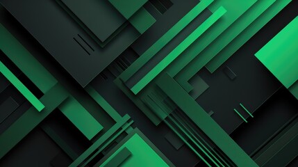 Obraz premium Abstract geometric shapes in varying shades of green and black create a modern design.