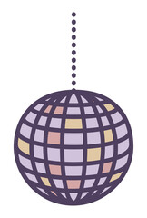 Disco ball, vector color illustration, discotheque, night club shiny sphere
