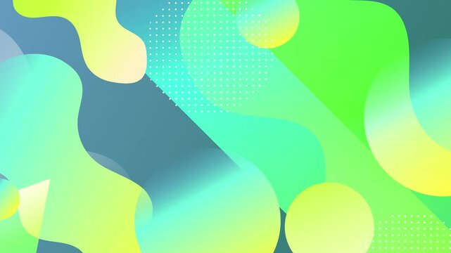 green tones vibrant geometric layout with abstract fluid shapes and dynamic colors seamless 4k video background motion pop art design