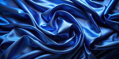 Fototapeta premium Silk fabric with a deep blue background, silk, fabric, luxurious, texture, smooth, elegant, blue, background, shiny, material