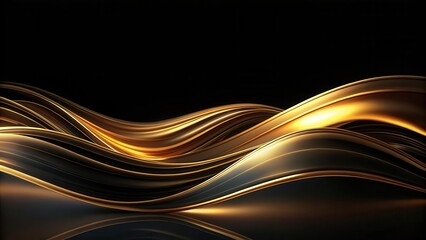 Abstract black background with elegant golden waves, abstract, background, black, elegant, golden, waves, luxury, design