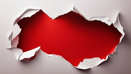 White Paper with Torn Edges Exposing Red Background - Copy Space Design  
