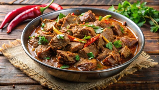 Delicious mutton liver fry or kaleji masala served in a spicy curry or dry in a bowl or plate , Mutton liver, kaleji