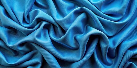 Obraz premium Blue fabric with wavy pattern, waves, water, ocean, textile, material, design, seamless, background, abstract, aqua, flow, smooth