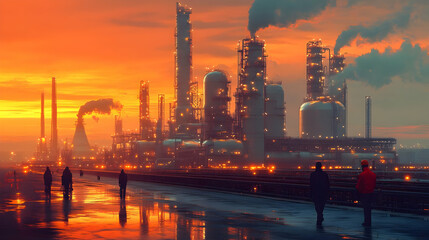 Obraz premium Industrial Sunset - Illustration