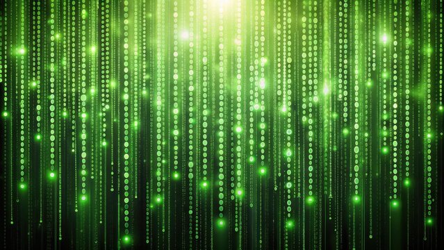 Digital green matrix background with falling binary code, technology, digital, code, binary, matrix, green, background