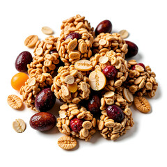 Obraz premium Colorful nut and fruit clusters a deliciously nutritious snack creation, photograph of food art concept.