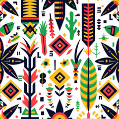 Fototapeta premium Colorful Geometric Tropical Pattern Design