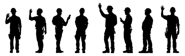 Silhouettes of Construction Workers in Various Poses