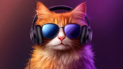 Cool Cat Listening to Music