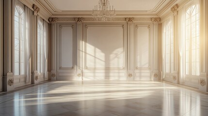 Fototapeta premium Sunlit Elegance: A Grand Ballroom's Serene Majesty
