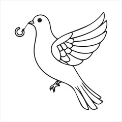 Dove silhouette line art illustration.