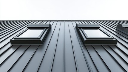 Obraz premium Modern Roof Design with Skylights: Sleek Metal Roofing and Architectural Windows